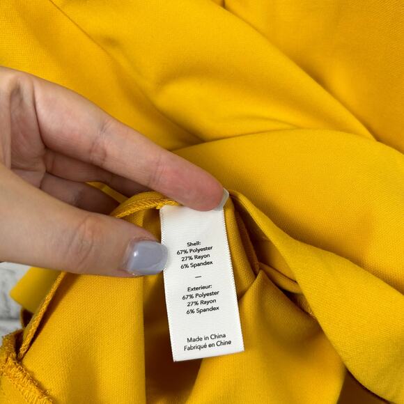 Likely Sleeveless Beckett Flounce Hem Flared Sheath Dress Yellow Mustard 4 NEW - Picture 9 of 10